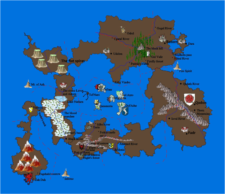 Map of Valana Volume 1 with Kingdom borders